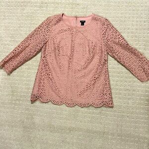 J crew lace overlay blouse mauve color size 2